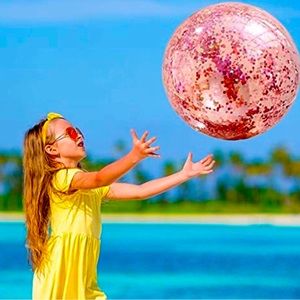 New Pink Glitter sparkling Beach Ball 💕☀️🏖🏄🏻‍♀️🌊👙✨💖